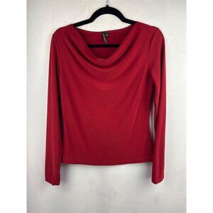 Susan Lawrence Red Cowl Neck Long Sleeve Top S